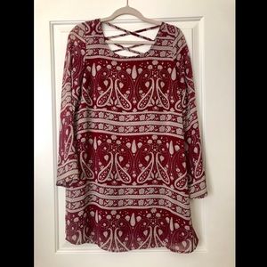Burgundy Long Sleeve Dress